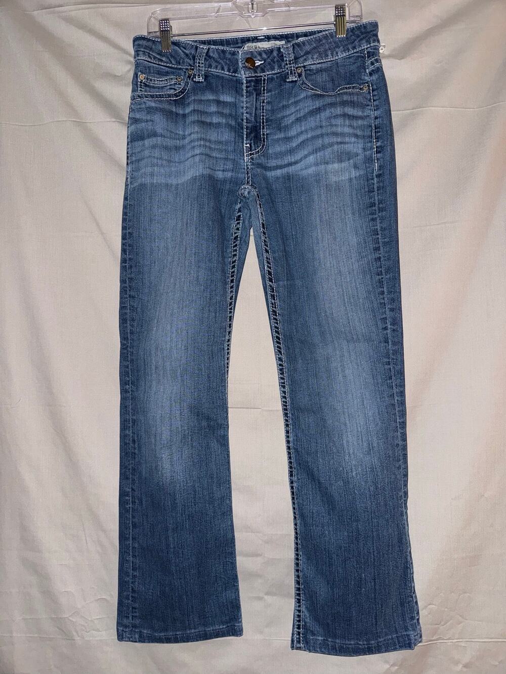 BKE Harper Women’s Bootcut Jeans Contrast Stitch Embroidered Pockets, Size 29R